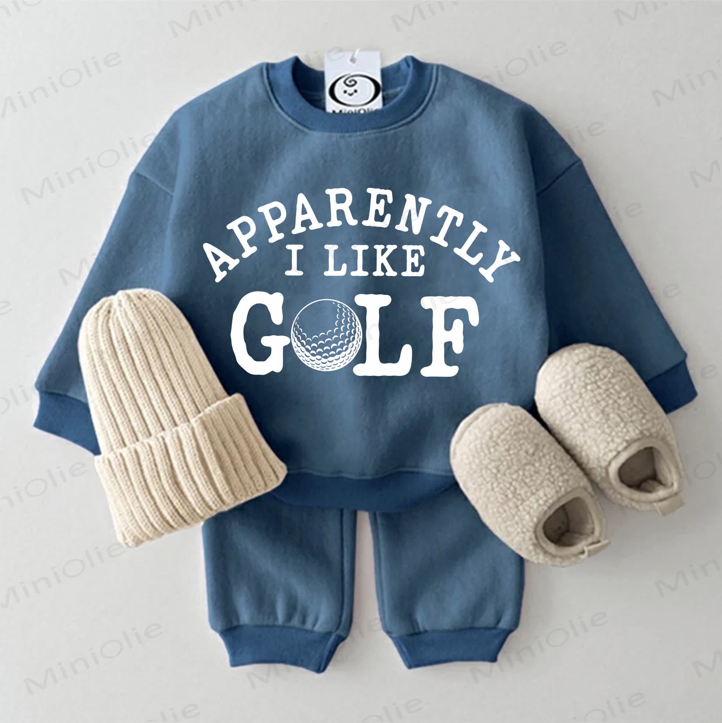 APPARENTLY I LIKE GOLF Baby Sweatshirt 2-teiliges Blau Set - Blau - 2-3J - image 1