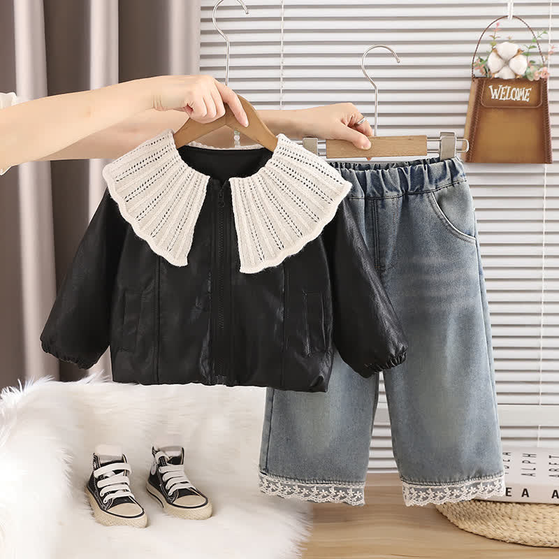 Set aus Fleecejacke und Denim für Kleinkind - Schwarz - 4-5J - image 2