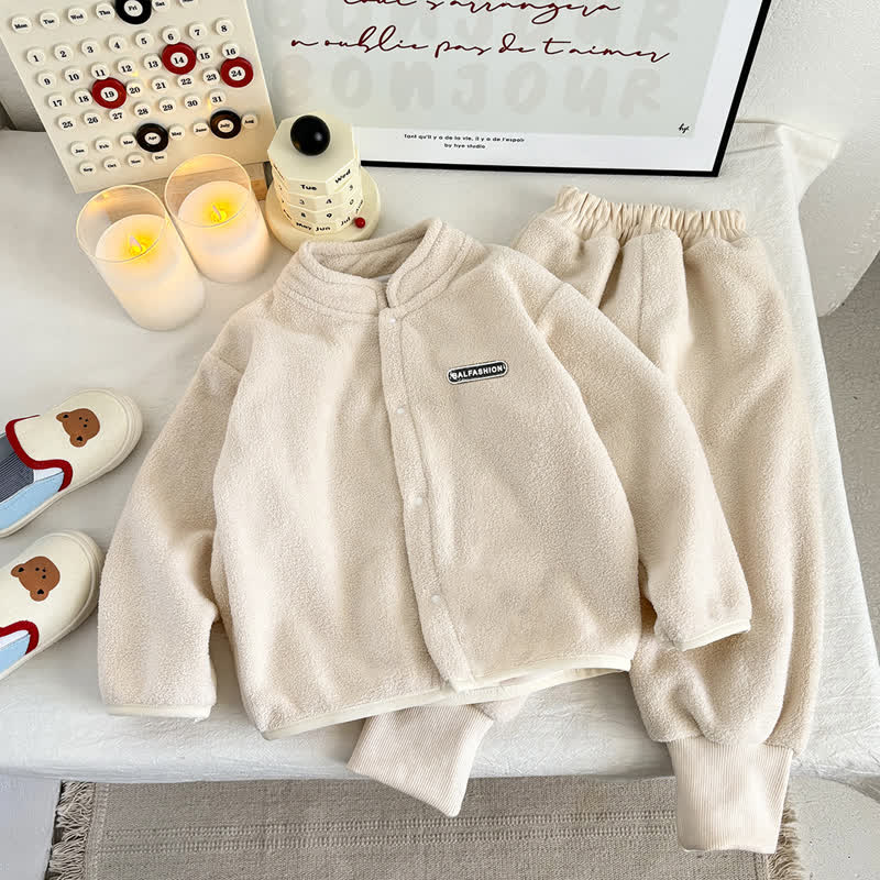 Kuscheliges Vlies Set für Kleinkind : Jacke und Hose - Beige - 8-9J - image 2
