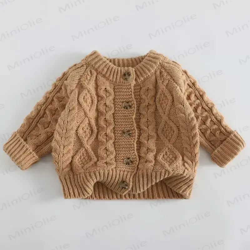 Gerippt Strickjacke mit Knöpfen für Baby und Kleinkind - Khaki - 6-7J - image 9