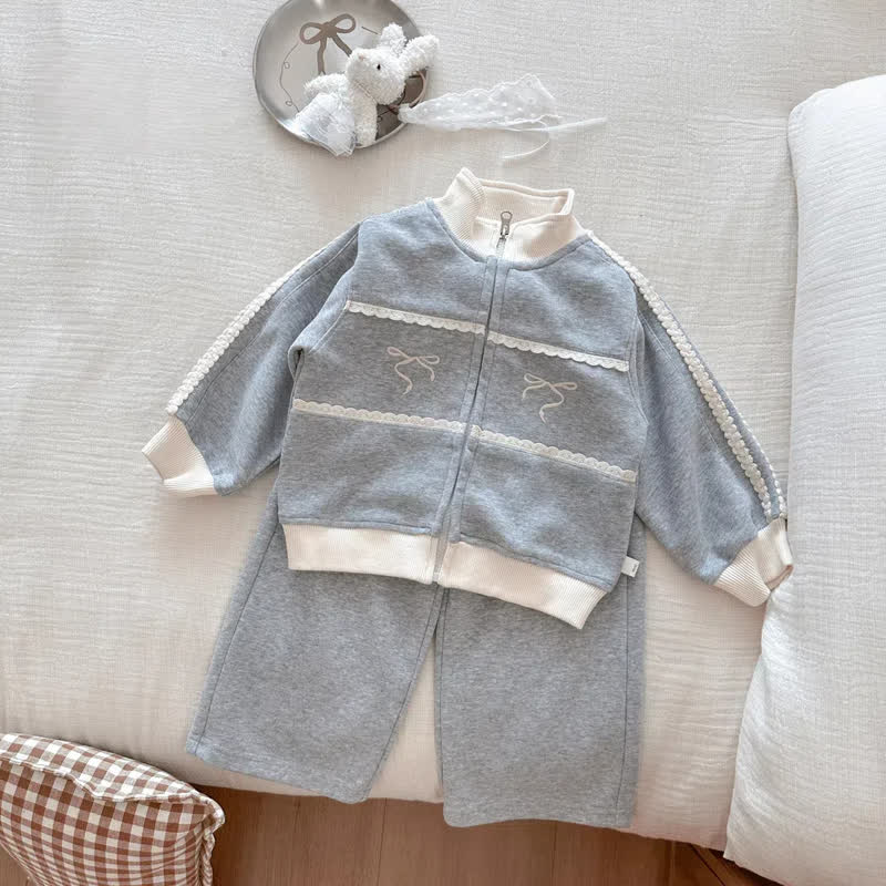 2-teiliges Set für Kleinkind : Jacke und Hose mit Schleife und Reißverschluss - Grau - 8-9J - image 2