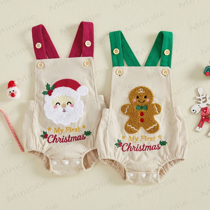 MY FIRST CHRISTMAS Baby Weihnachtsmann/Lebkuchenmann Cord- Bodysuit - image 1