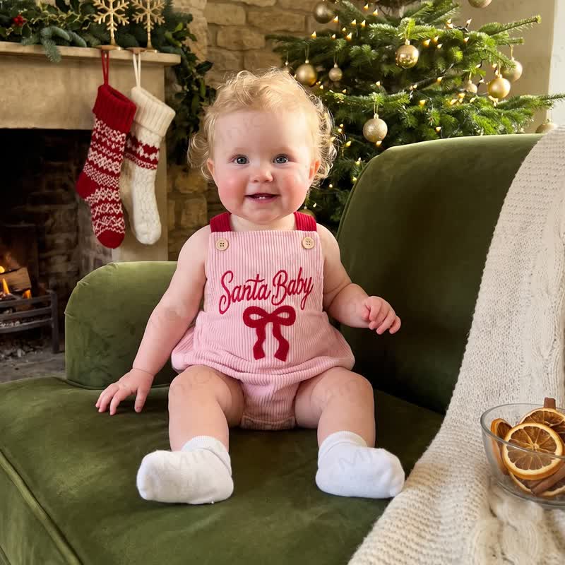 SANTA BABY Baby Mädchen Bodysuit mit Schleife , Gerippt Cord, Rosa - image 2