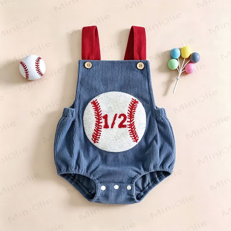 1/2 Baby Jungen Basketball Rugby Baseball Cord Bodysuit mit Hosenträgern - image 2