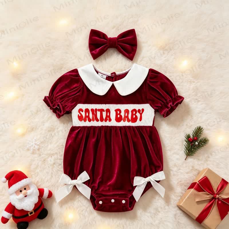 Weihnachten SANTA BABY - Kleid mit roter Schleife und Haar - Rot - 2-3J - image 1