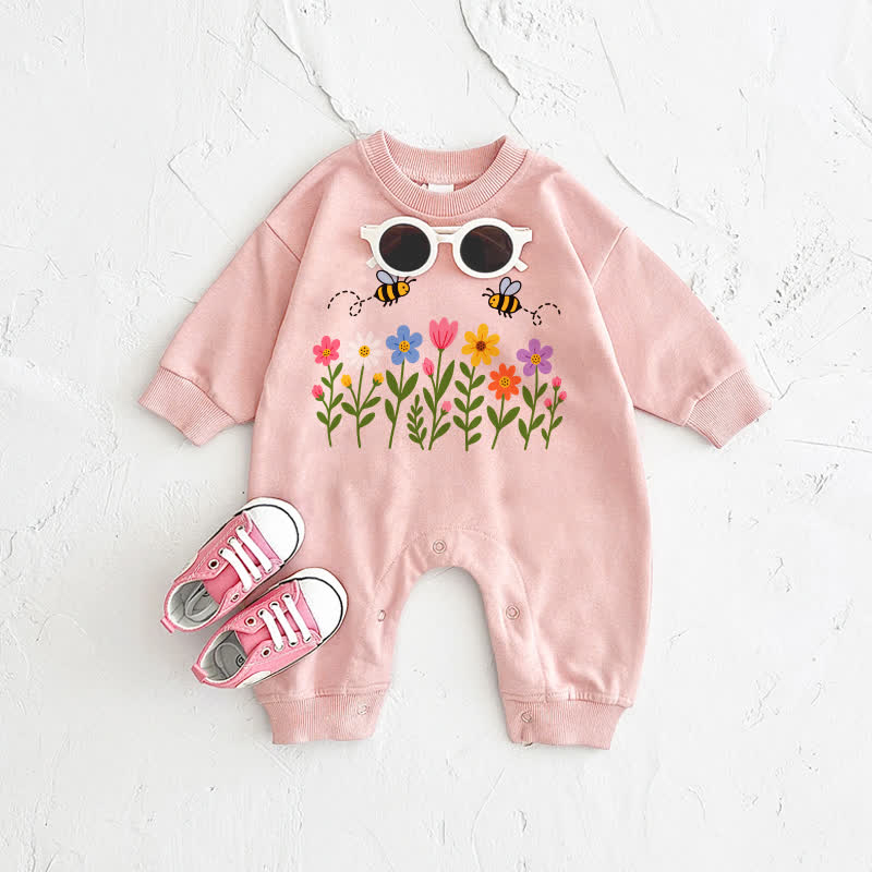 Baby Strampler mit Biene und Blume , Rosa - Rosa - 2-3J - image 1