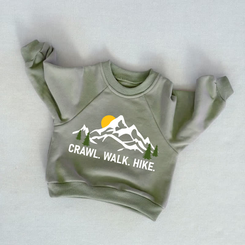 Krabbeln. Spazieren. Wandern. Baby Kleinkind Sweatshirt in Berg- Grau Grün. - Grau Grün - 3-5J - image 1