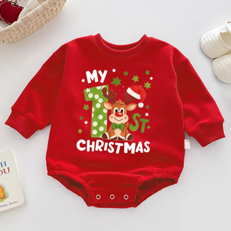 MY 1ST CHRISTMAS Baby -Rentier- Bodysuit, rot - Rot - 18-24M - image 1