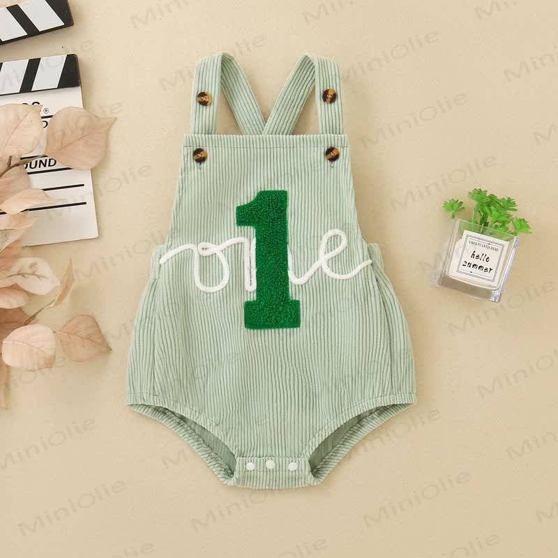 1 ONE Baby Cord- Bodysuit mit gekreuzten Trägern - Grün - 12-18M - image 1