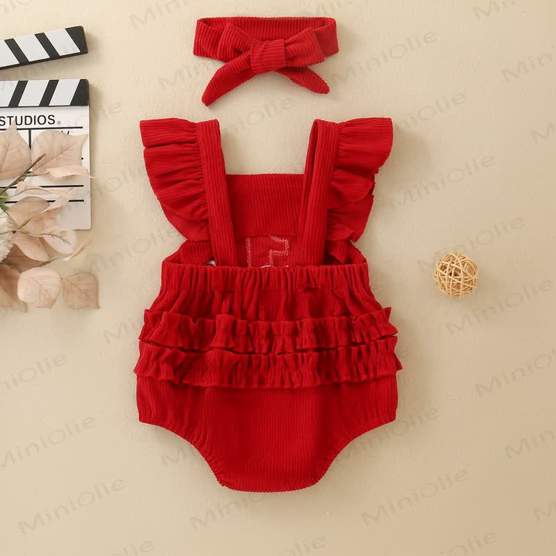 1 ONE Baby Mädchen Gerippt Cord Bodysuit mit Schleife und Stirnband zum Geburtstag - image 2