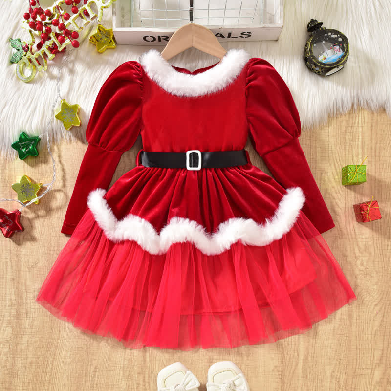 Rotes Samt- Tüll Kleid für Kleinkind - Rot (ohne Slogan) - 5J - image 1
