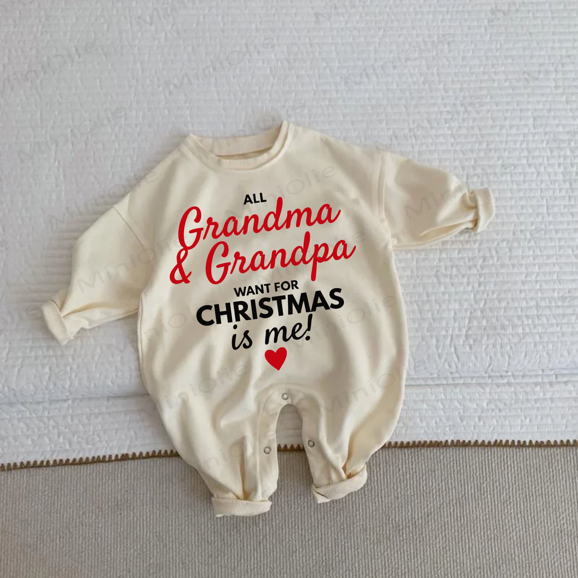 ALL GRANDMA & GRANDPA WANT FOR CHRISTMAS IS ME! Baby Herz Beige in Strampler - Beige - 2-3J - image 1
