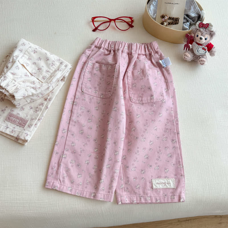 Hose mit Blumen und elastischem Bund für Kleinkind - Rosa - 8-9J - image 2
