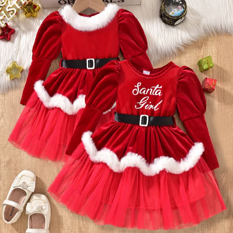 Rotes Samt- Tüll Kleid für Kleinkind - Rot (mit Slogan) - 5J - image 2