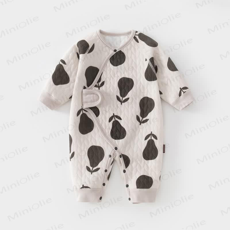Baby Gesteppt Wickel-Strampler mit Tier und Obst und langen Strampler - Birne - 6-12M - image 1