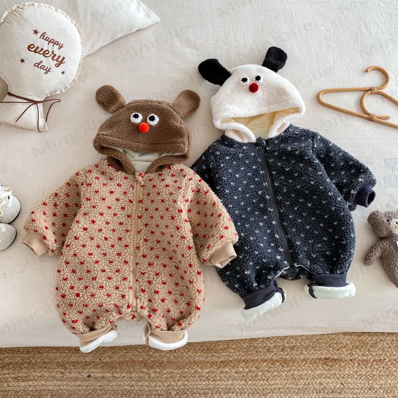 Baby Kleinkind Vlies Blume mit Kapuze, Tier und Strampler vorne und Füßen - image 1