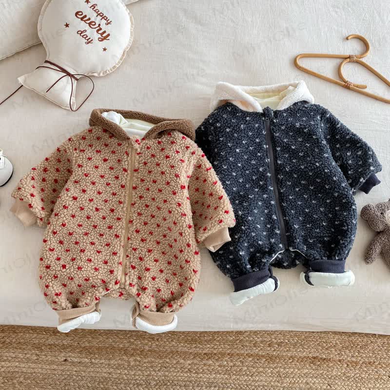Baby Kleinkind Vlies Blume mit Kapuze, Tier und Strampler vorne und Füßen - image 2