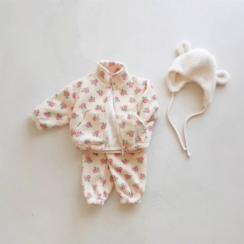 Kuscheliges Baby Set mit Stehkragenjacke und Hose - Aprikose - 3-4J - image 1