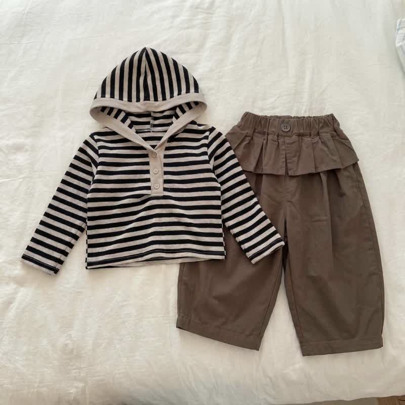 Kleinkind Set aus gestreiftem Spitze und Hose - Braunes Set - 6.5-8J - image 1