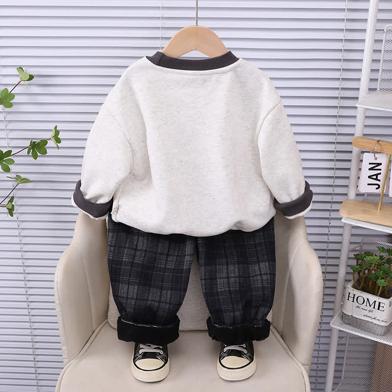 Set aus Vlies Sweatshirt und Plaid Hose mit Welpenmotiv für Kleinkind - image 2