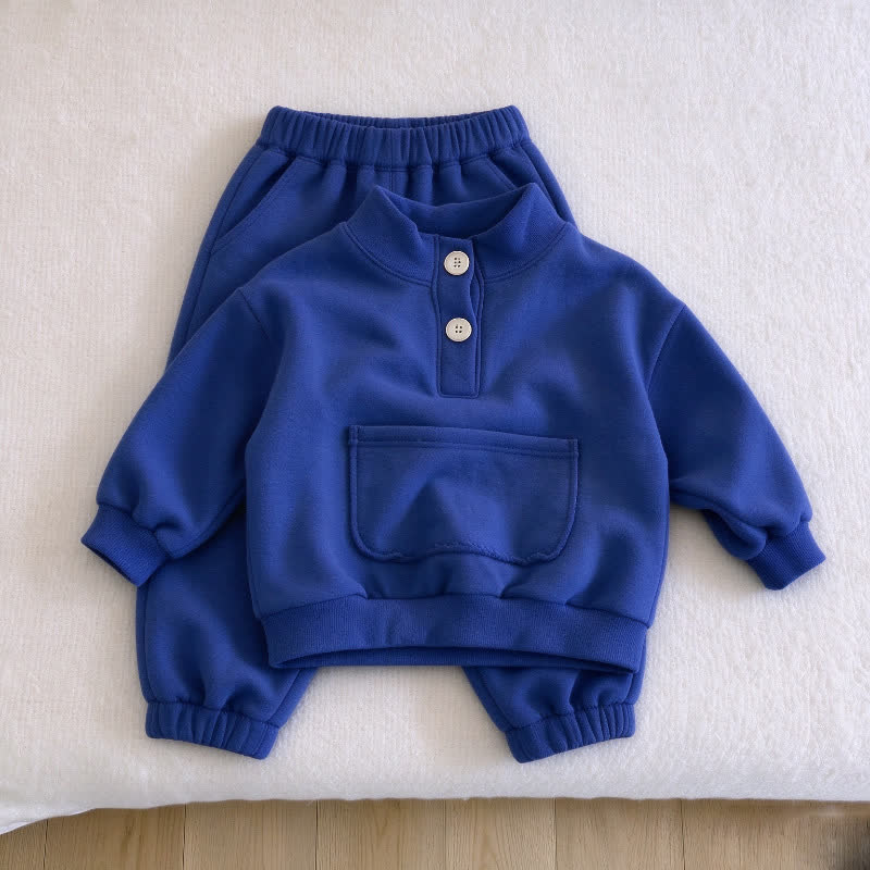 Kleinkind Sweatshirt und Set in Kleinkind mit halber Knopfleiste - Blau - 5-6Y - image 2