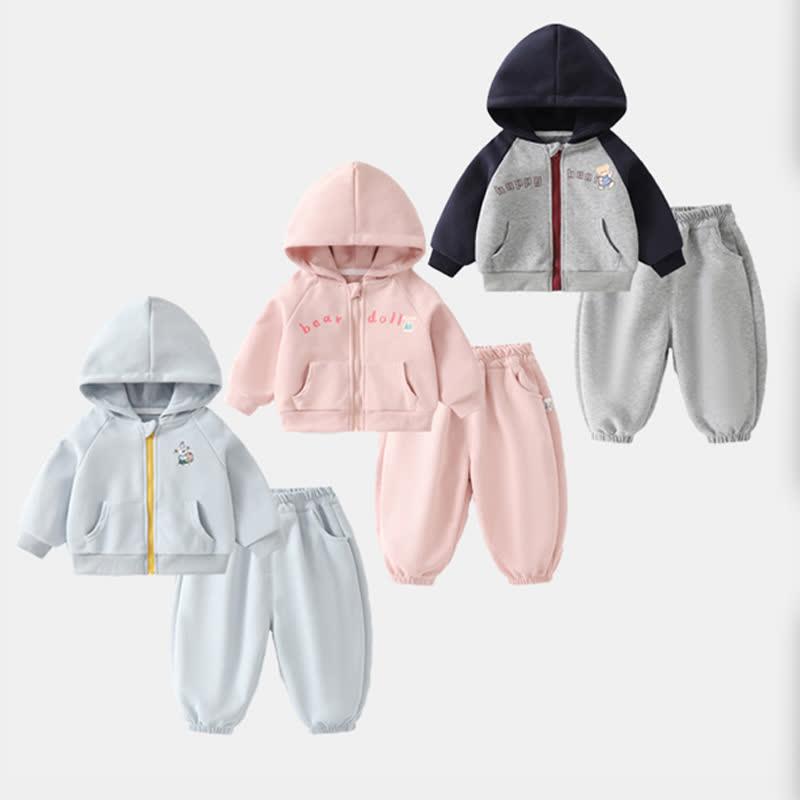 Baby Kleinkind - Trainingsanzug- Set mit Tiermuster und Kapuze - image 1