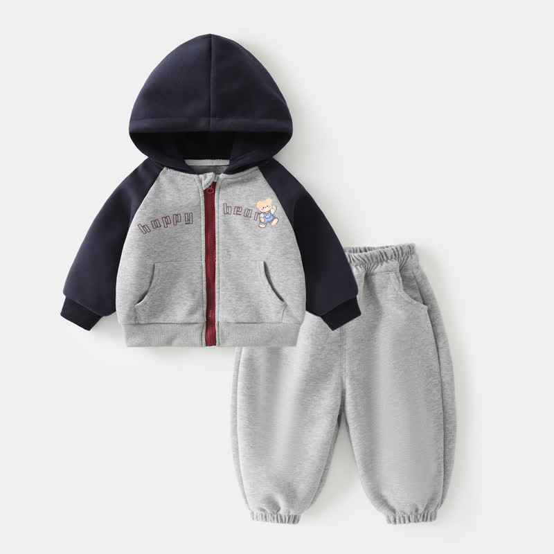 Baby Kleinkind - Trainingsanzug- Set mit Tiermuster und Kapuze - Grau - 5-6J - image 2