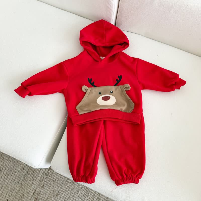 Kleinkind Set aus Rentier- Sweatshirt und Hose - Rot - 10-11J - image 2