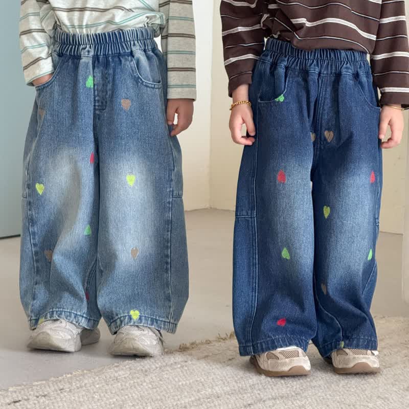 Kleinkind Jeans mit Herz für Kleinkinder, Denim Hose - image 1