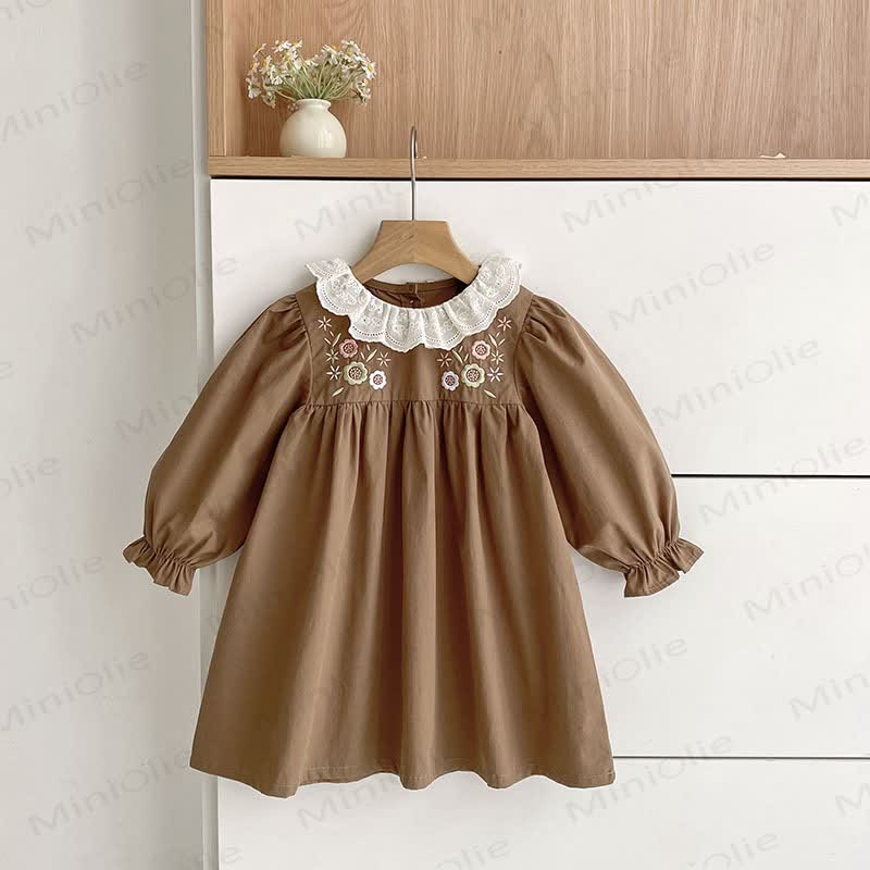 Kleinkind Mädchen Blumen mit Kleid Ärmeln - Braun - 6-7J - image 2