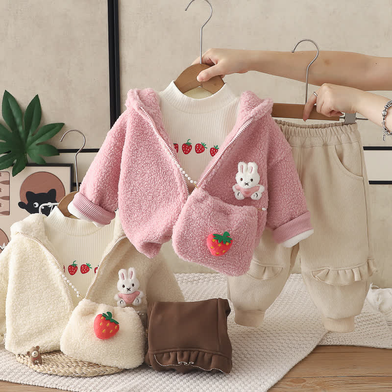 3-teiliges Hase - Kapuzen Set mit Erdbeere für Kleinkind - image 1