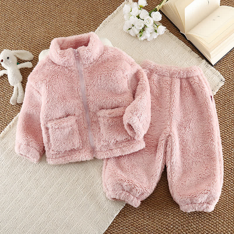 Kuscheliges Set aus Vlies -Jacke und Hose für Kleinkind - Rosa - 4-5J - image 1