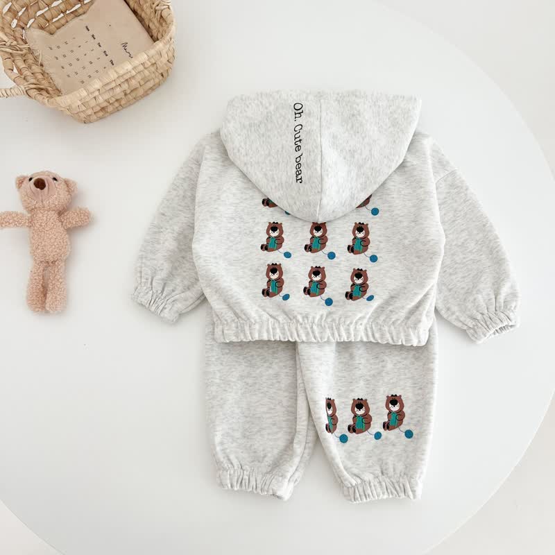 Set mit Bär -Hoodie und Hose für Kleinkind - Grau - 6-7J - image 1