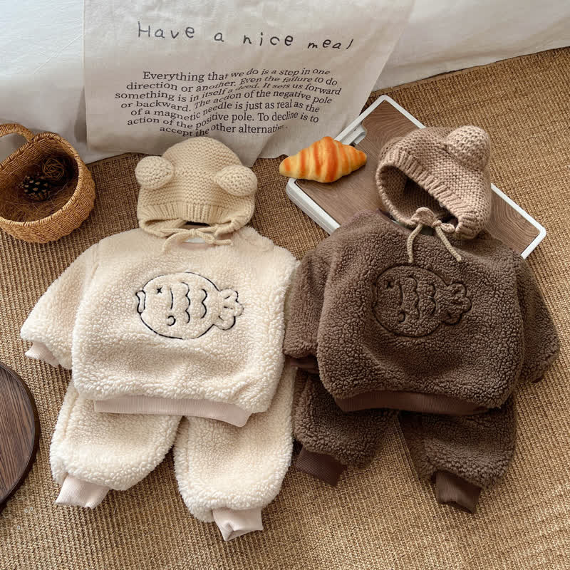 Baby Fisch Vlies Sweatshirt und Jogginghosen Set - image 1