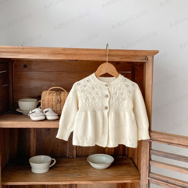 Baby Mädchen Creme Pointelle Peplum Strickjacke Pullover Oberbekleidung - image 2