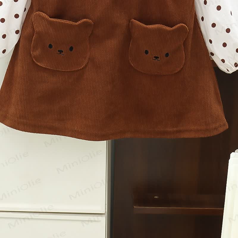 Baby Kleinkind Punkt Bär Fake 2pcs Kleid - image 8