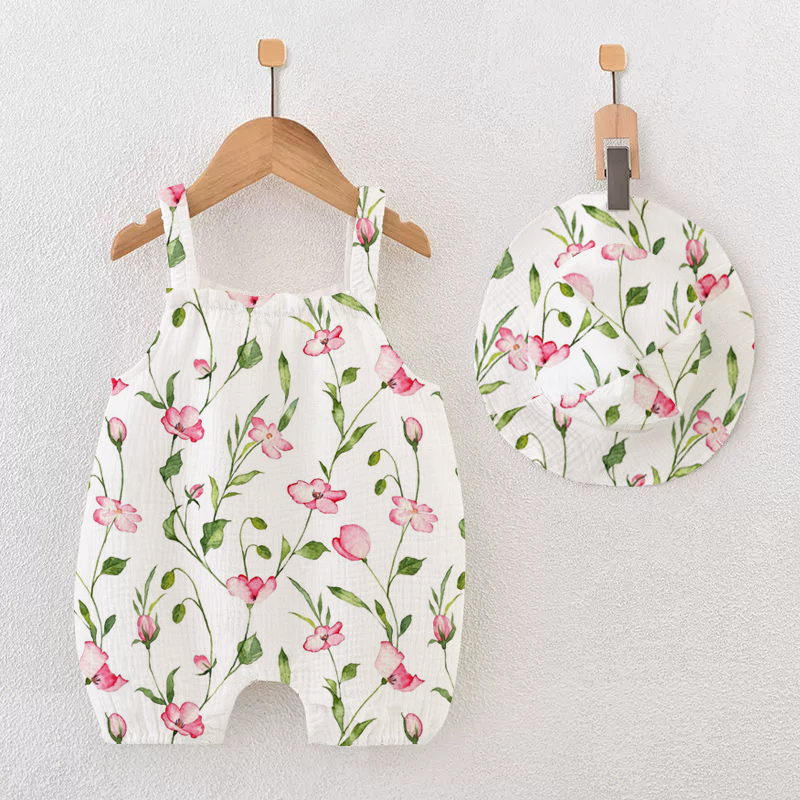Weißer Strampler mit Blume und Strampler Hut für Baby - Weiß - 12-18M - image 1