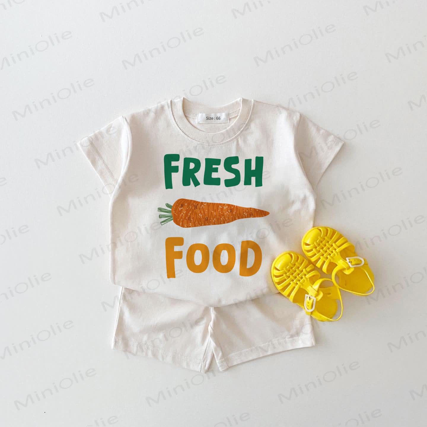FRESH FOOD Baby Karotte T-Stück und Shorts 2-teiliges Set - Weiß - 18-24M - image 1