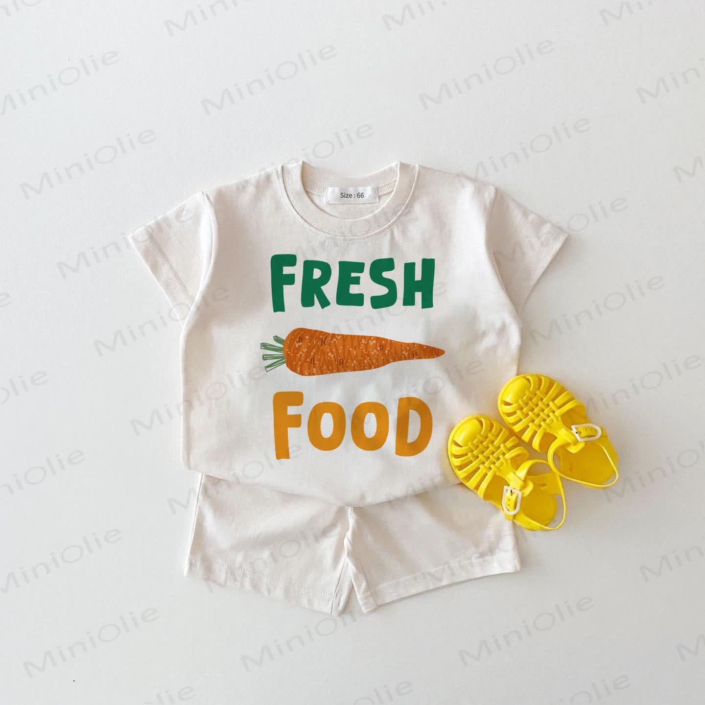FRESH FOOD Baby Karotte T-Stück und Shorts 2-teiliges Set - Weiß - 18-24M - image 1