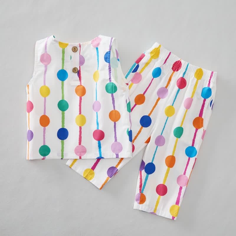 Buntes, gestreiftes 2-teiliges Bunt Baby Set mit Punktmuster - image 4