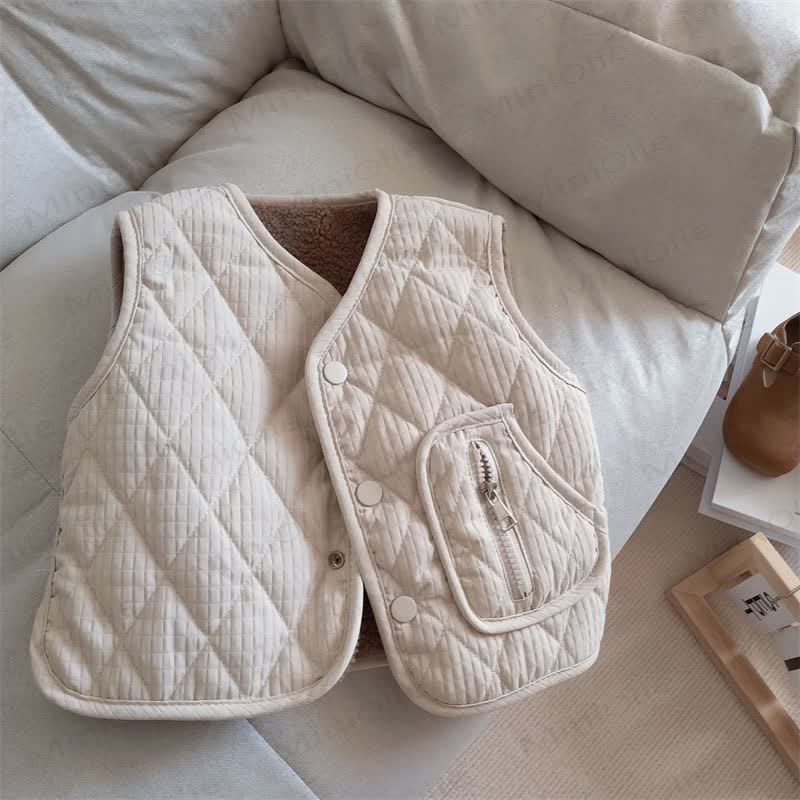 Einfarbige Fleeceweste für Babys und Kleinkinder - Beige - 5-7J - image 3