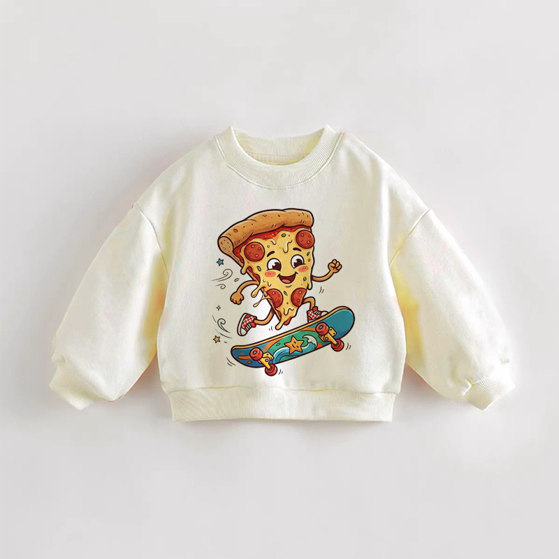 Baby Kleinkind Skateboard Pizza Creme Sweatshirt - Creme - 3-5J - image 1