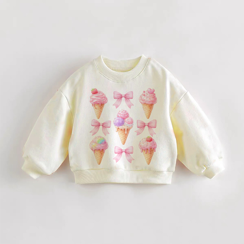 Baby Kleinkind Sweatshirt mit Eiscreme- und Schleife - Creme - 3-5J - image 1