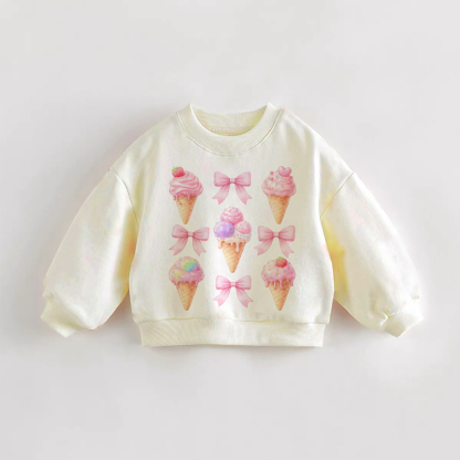 Baby Kleinkind Sweatshirt mit Eiscreme- und Schleife - Creme - 3-5J - image 1