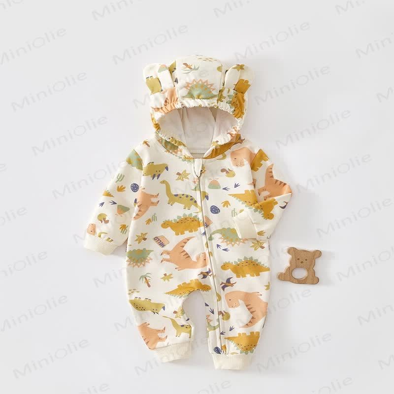 Baby - Dinosaurier Dackel-Mond-Kapuzen- Strampler - Beige - 2-3J - image 12