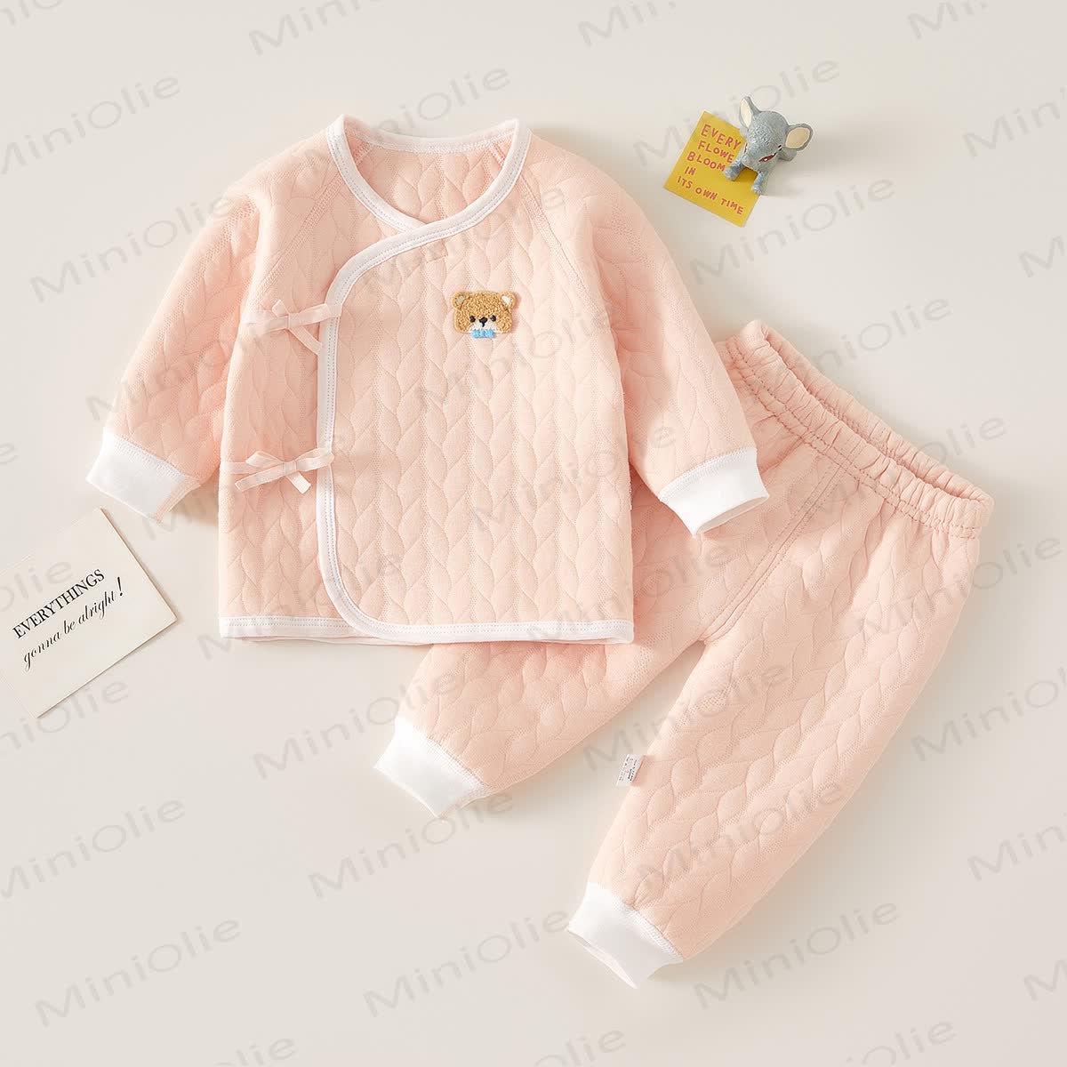 2-teiliges gestepptes Kimono- Set mit Bär für Baby - Rosa - 3-6M - image 9