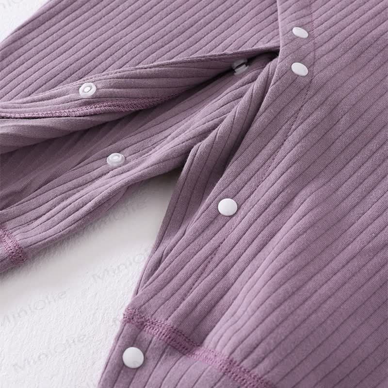 Baby Einfarbig Pyjama aus Gerippt Material, Strampler - image 4