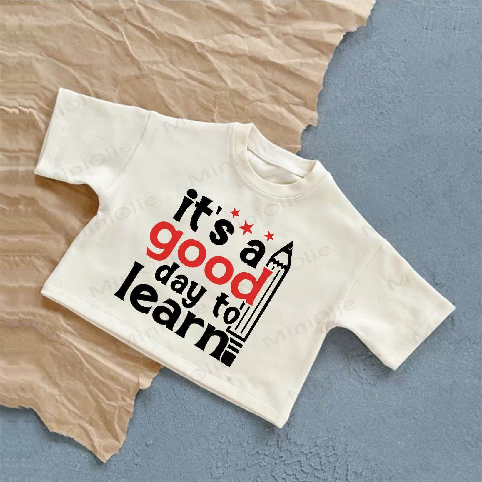 IT'S A GOOD DAY TO LEARN Baby Bleistift Print Weißes Freizeit-T-Shirt - Weiß - 2-3J - image 1