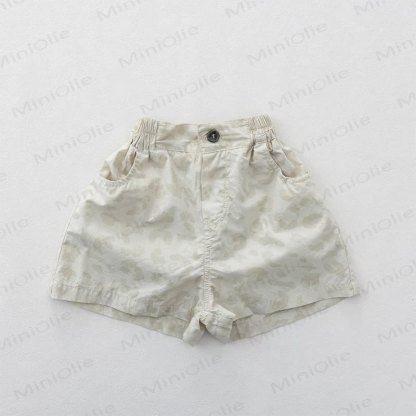 Einfarbig Shorts in Unifarben mit Leopardenmuster und elastischem Bund - Aprikose - 6-7J - image 3