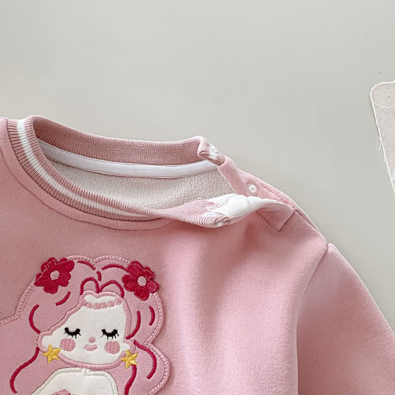 Baby Mädchen Meerjungfrauen- Blume Gesteppt - Sweatshirt in Rosa / Gestreifte Gamaschen - image 7